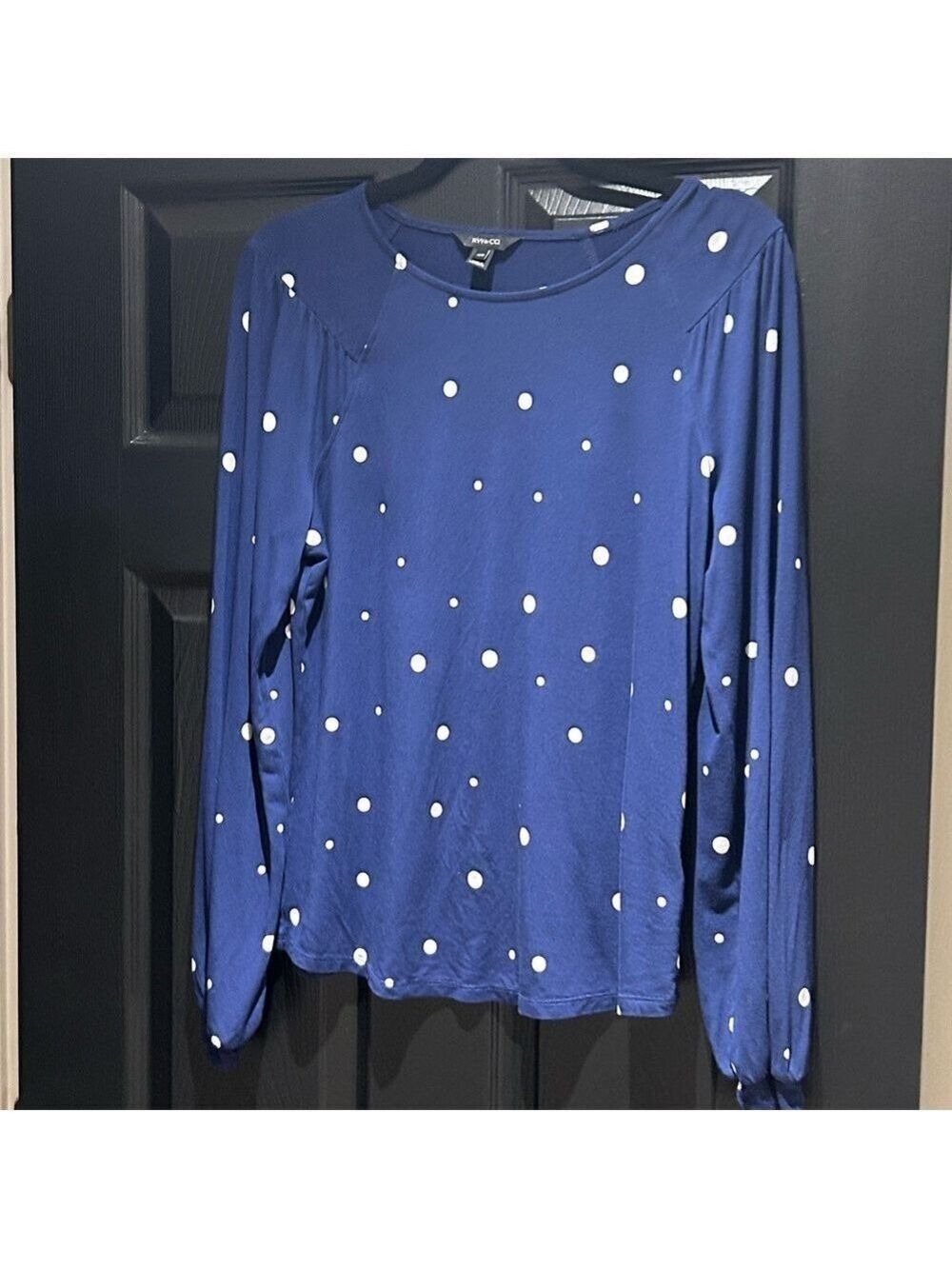RW&CO. Navy Polka Dot Long Sleeve Top